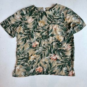 Vintage Silk Tropical Floral Printed Tee
